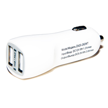 Зарядное устройство автомобильное Continent белый 2 4A/2*USB ZA20-292WT/P1 с кабелем microUSB