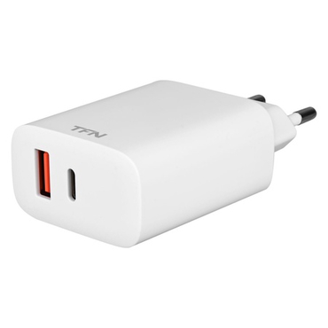 Зарядное устройство сетевое TFN TFN-WC10, USB/USB-C, PD, 20W, без кабеля,цвет :белый