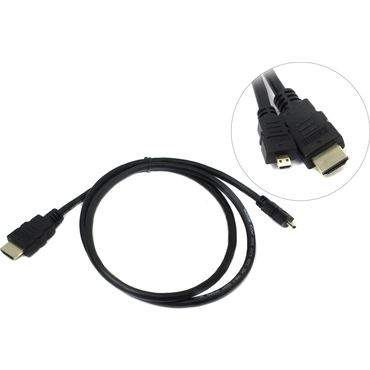 Кабель HDMI-microHDMI 1м, v2, 19M/19M,  3D/Ethernet Telecom TCG206-1M