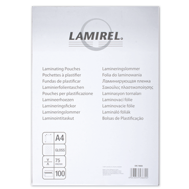 Пленка для ламинирования A4 (216х303мм) 75мкм 100шт/уп Lamirel LA-78656