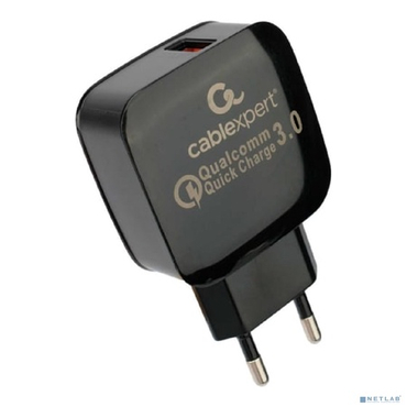 Зарядное устройство сетевое Cablexpert  MP3A-PC-41 18Вт, 3А, QC3.0, 1xUSB, ,черный, пакет