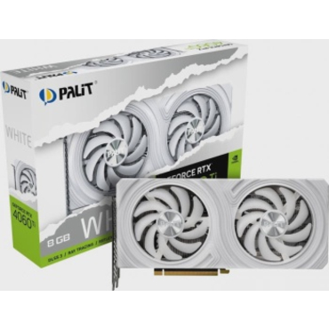 Видеокарта Palit PCI-E 4.0 RTX4060TI DUAL WHITE NVIDIA GeForce RTX 4060TI 8Gb 128bit GDDR6 2310/18000 HDMIx1 DPx3 HDCP Ret