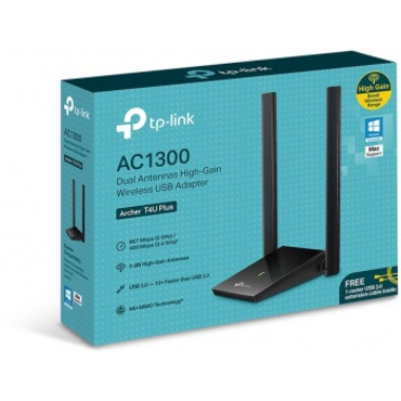 Адаптер беспроводной TP-Link Archer T4U Plus двухдиапазонный 2,4/5 МГц 867Мбит/с + 400Мбит/с, USB3.0