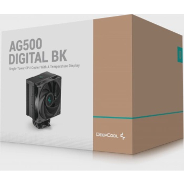 Кулер DEEPCOOL AG500 DIGITAL BK LGA1700/1200/115X/AM5/AM4 (12шт/кор, TDP 240W, PWM, Fan 120mm, 5 тепл. трубок) RET