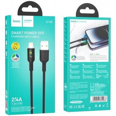 Кабель Hoco U120 iP USB (m)-Lightning (m) 1.2м черный коробка