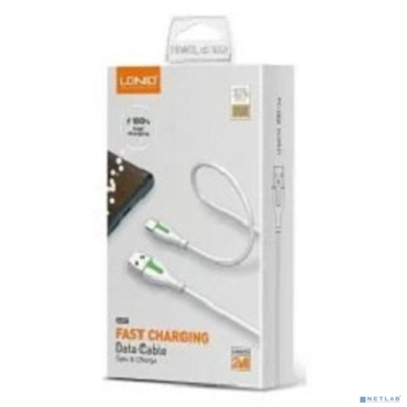 Кабель LDNIO LS572/ USB Lightning/ 2m/ 2.1A/ медь: 86 жил/ White&Green