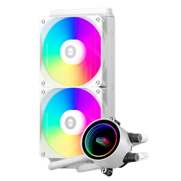 Система водяного охлаждения PCCooler DA240 ARGB WH (270W, 240mm, White, ARGB/ Fans: 2x120mm, 73.6CFM, -dBA, 1800RPM/ Pump height 55mm, -dBA, 3000RPM, 